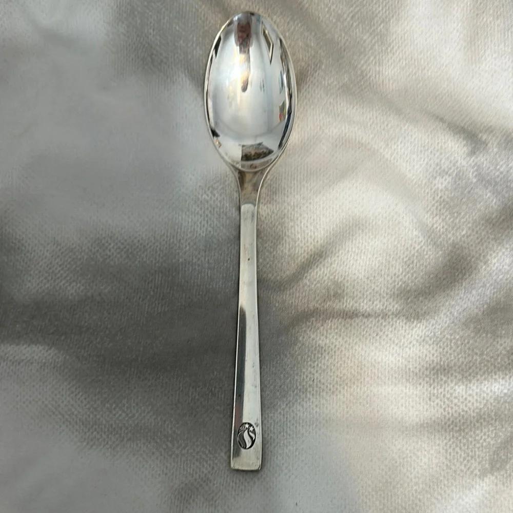 Sambonet Italy silver table spoon. Stars and banners pattern. Modern